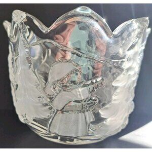 Unbranded Votive Tealight Candleholder Girl Tree Forest Clear & Frosted Glass